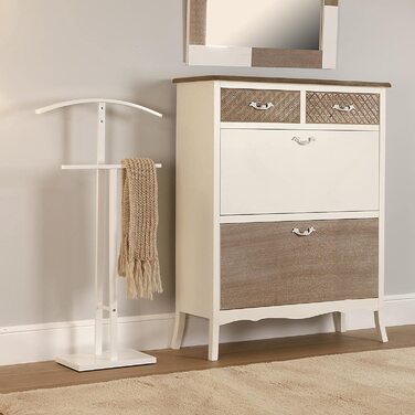 Сучасний та багатофункціональний чоловічий слуга Versa Lund з 2 гачками для одягу, сталевий, білий, 100x20x52 см