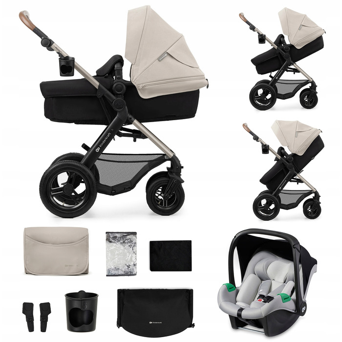 Багатофункціональний візок 3в1 Kinderkraft MOOV 2 AIR з автокріслом MINK PRO, сірий