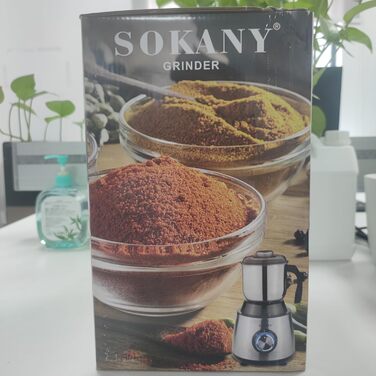 Електрична кавомолка SOKANY 500 Вт з нержавіючої сталі, 2 режими помелу, 300 г, млин для кавових зерен, спецій, горіхів, зернових