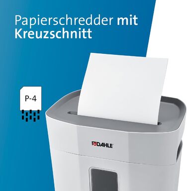 Шредер Dahle PaperSAFE PS 120: 8 листів, P4, частинковий різак, без масла, 12 л, сірий