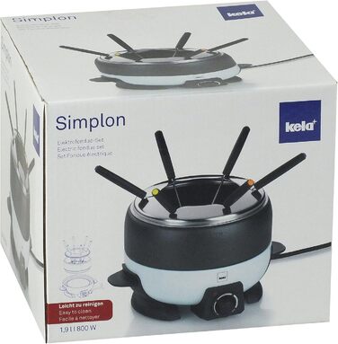 Електрофондю Kela Simplon 1,9 л, для олії, сиру, м'яса та шоколаду, 800 Вт, на 6 осіб