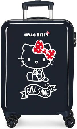 Дитяча валіза Hello Kitty Girl Gang, синя, 38x55x20 см, ABS, 35 л, 4 колеса, з кодовим замком, ручна поклажа