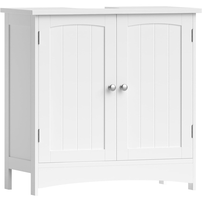 VASAGLE шафа під умивальник для ванної, 60×30×60 см, біла, з 2 дверцятами, регульованою полицею, велика місткість, стиль прованс, окремостояча