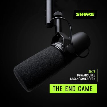 Динамічний мікрофон Shure SM7B для вокалу, подкастів і студії, XLR, широкий частотний діапазон, теплий звук, чорний