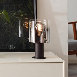 Елегантна настільна лампа Lightbox 26 см, скло/метал, кава/димчасте скло, E27, декор