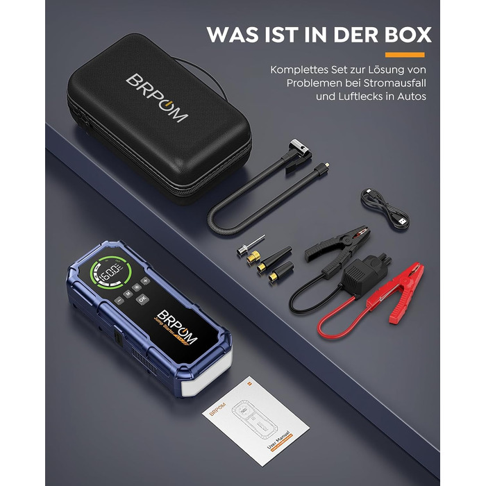 Пусковий пристрій BRPOM 9000A з компресором 160 PSI та Powerbank, фіолетовий