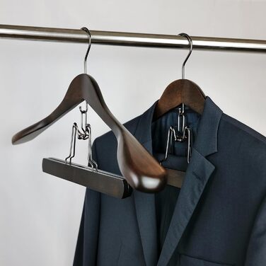 Дерев'яні вішалки для костюмів SUITS VIENNA, 4 шт, рельєфні, 40 см, для піджаків та штанів, жіночі, преміум-клас, масив дерева, нековзкі, делюкс