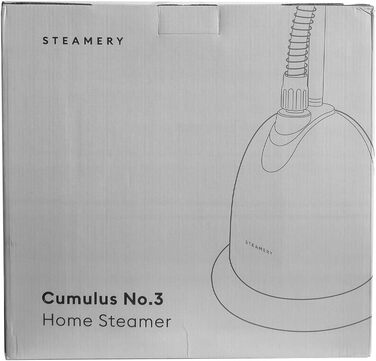 Вертикальний відпарювач Steamery Cumulus No.3 для дому, 1750 Вт, з вішаком і термозахисною рукавичкою, 60 хвилин роботи, видалення складок, чорний/сірий