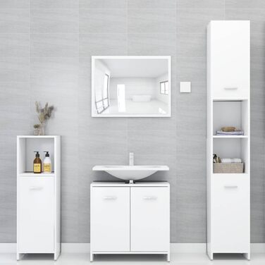 Шафа для ванної vidaXL, 3 відділення, 1 дверцята, білий, 30x30x95 см, ДСП