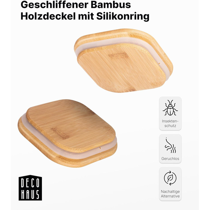 Набір скляних банок для спецій Deco haus® з дерев'яними кришками (10 шт.) - Набір контейнерів для спецій, кухонні баночки, зберігання спецій