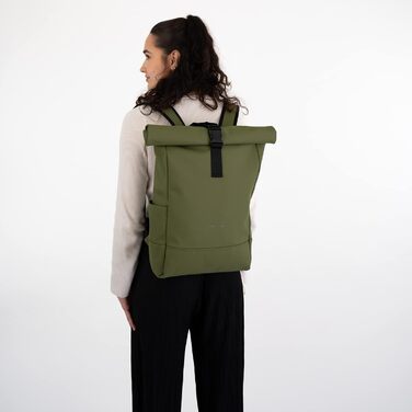 Рюкзак Johnny Urban Harvey Medium ролтоп, 15 л, водостійкий, оливковий, з відділенням для ноутбука, універсальний для міста, роботи, навчання, матове PU-покриття
