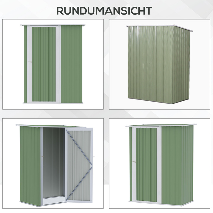 Outsunny Garden Shed Садовий сарай Садовий сарай з дверима Outdoor Steel Green 142 x 84 x 189 см