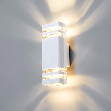 Стіна LED-світильник вуличний IP65 GU10 Up-Down, підсвітка фасаду будинку та тераси, тепле біле світло 3000K, сірий (1 шт.)