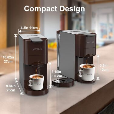 Кавомашина KOTLIE Espresso 4-в-1 для NES/Dolce Gusto/меленої кави/ESE (44мм), 19 Бар, коричнева