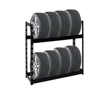 Стійка для шин PROREGAL Tiger: 100x110x35 см, 150 кг навантаження, до 8 шин, 2 яруси, чорний колір