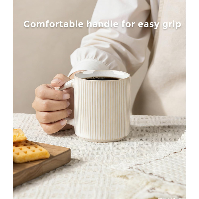 Набір посуду керамічного GBhome на 6 осіб, 18 предметів, реактивна глазур, ручна робота, мікрохвильова піч та посудомийна машина, бежевий колір