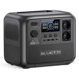 Портативна електростанція BLUETTI AC70, ємність 768 Wh, номінальна потужність 1000 W, пікова потужність 2000 W
