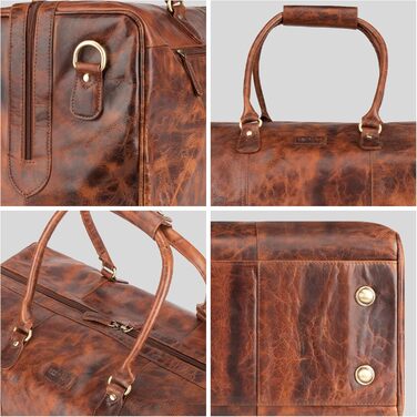 Дорожня сумка з натуральної шкіри LEABAGS, 40 л, преміум, для жінок і чоловіків, коричнева, спортивна, для подорожей, тренувань та літака