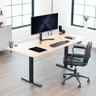 Електричний підйомний стіл-каркас VIVO DESK-E-200B з подвійним двигуном, регулювання висоти з пам'яттю, вантажопідйомність 100 кг, для стільниць до 216x109 см, чорний