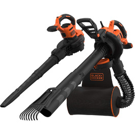 Black+Decker 3-в-1 електропристрій для прибирання листя BEBLV301 (3000 Вт) з подрібнювачем, решетом та мішком-рюкзаком 72л - висока швидкість видуву та регульована потужність всмоктування