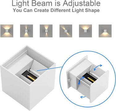 Стіна LED-світильник K-Bright 12W, настінна лампа з регульованим променем (вгору-вниз), тепле біле світло 3000K, водонепроникна IP65, антрацит