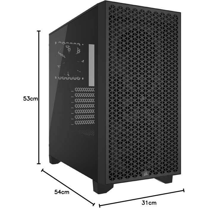 Корпус для ПК CORSAIR 3000D Airflow, Mid-Tower, підтримка 4-слотових GPU, 3-контактний вентилятор, до 8×120мм вентиляторів, високий повітряний потік, чорний