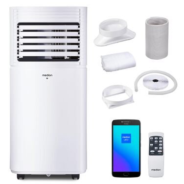 Мобільний кондиціонер Medion P901 з відведенням повітря 9000 BTU (3-в-1: охолодження, осушення, вентиляція), Wi-Fi, керування зі смартфона, режим сну, для приміщень до 32 м²