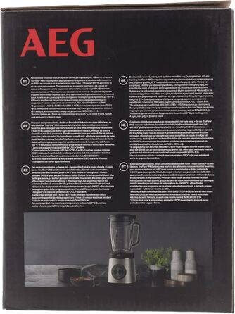 AEG TB6-1-6ST блендер стаціонарний, 1400 Вт, 1,75 л, 6-лезове ножі з нержавіючої сталі, скляна чаша, 3 програми, імпульсний режим, для смузі та дроблення льоду, сірий