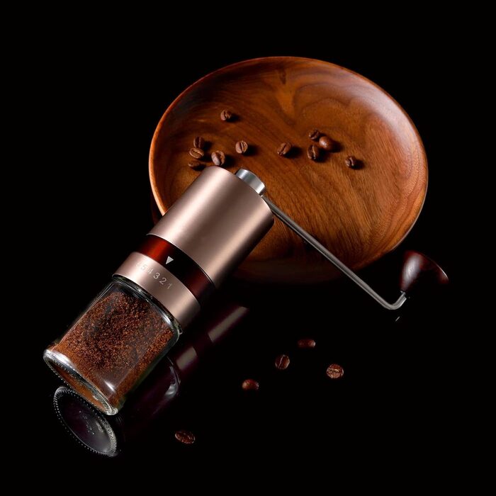 Кавомолка ручна Vevok Chef Roségold для еспресо та френч-пресу, конічні жорна з нержавіючої сталі, регульований помел