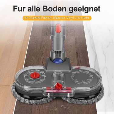 Електрична насадка для миття підлоги RUKHOOL для пилососів Dyson V7/V8/V10/V11/V15 з 8 серветками та резервуаром для води