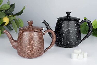 Чайник Café Olé PT-018BG 0,5 л преміум з нержавіючої сталі, чорний граніт, безкапельний носик, порожнисті ручки, відкидний кришка