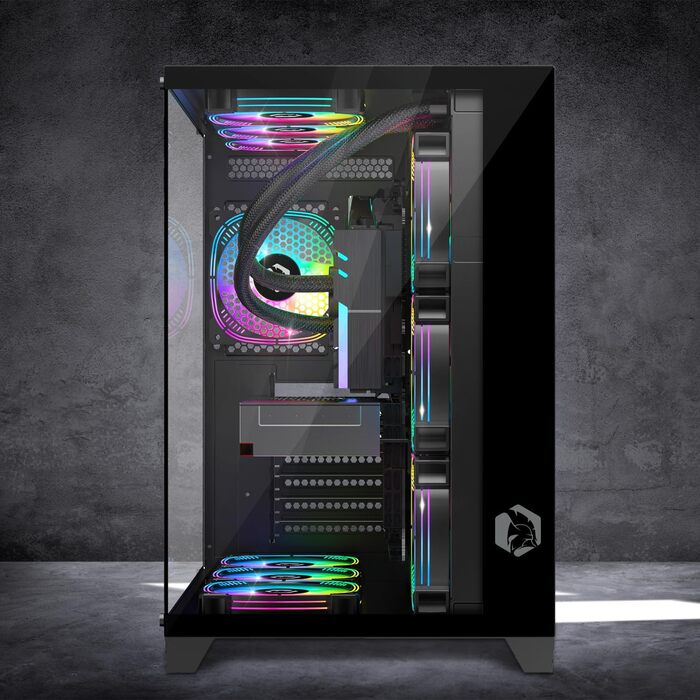 Ігровий корпус EMPIRE GAMING CL-242 (2024), ARGB Mid Tower ATX/Micro-ATX/ITX, 7 вентиляторів 120 мм, адресна RGB-підсвітка, MB Sync, чорний