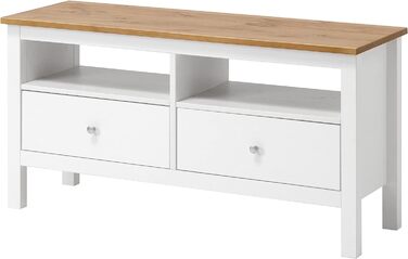 Тумба під телевізор Hagge Home, масив дерева, 110x40 см, біла, для вітальні