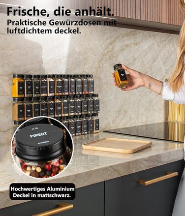 Набір скляних банок для спецій Deco haus® 24 шт. з кришками та ситечкою - Чорний колір