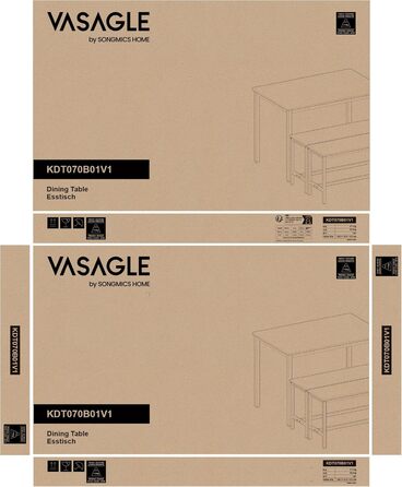 Обідній стіл VASAGLE з 2 лавками, 3 предмети, кухонний набір, стіл 70x110x75 см, лавки 30x97x50 см, сталевий каркас, вінтажний коричневий-чорний