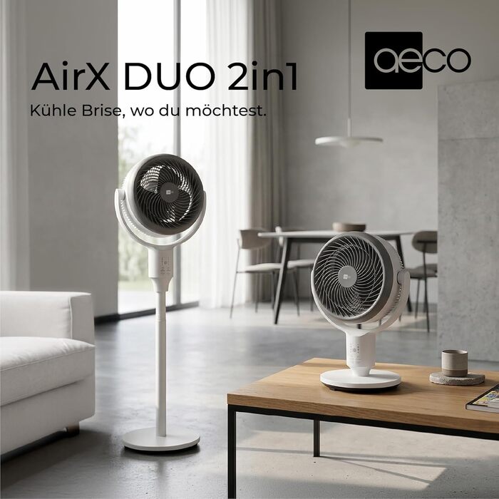 Вентилятор підлогово-настільний aeco AirX-Flow 100 з осциляцією 85° та 3 швидкостями