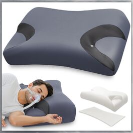 Регульована подушка для CPAP-терапії з ефектом пам'яті (Memory Foam) для сну на боці та спині, ергономічна ортопедична подушка під маску з вийманим вставкою, розмір Large