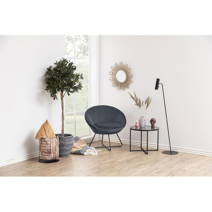 Скляний круглий журнальний столик AC Design Furniture Gurli, 55x55x45 см, прозорий/чорний, метал та скло