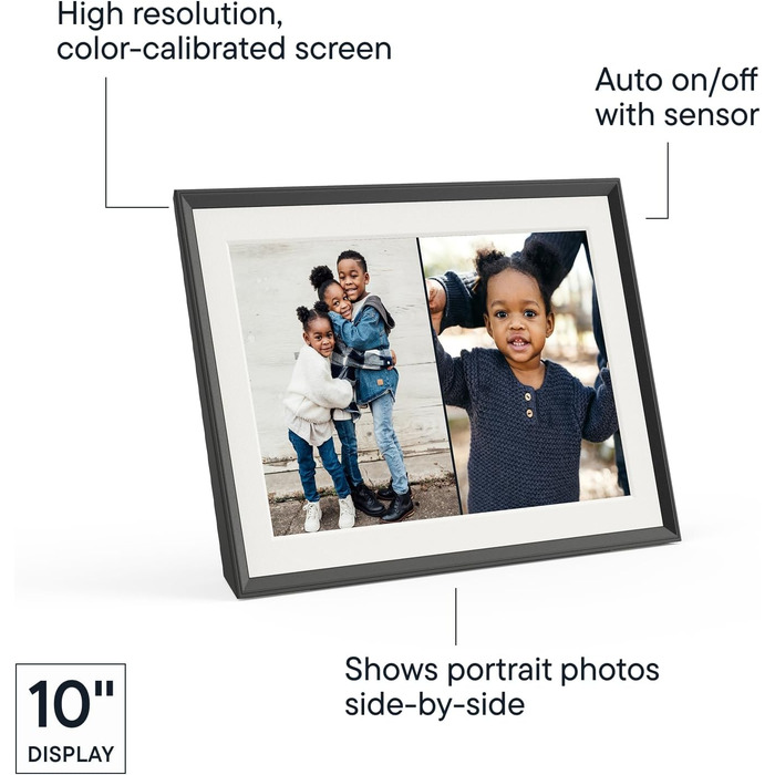 Цифровий фоторамка Aura Carver 10.1 дюйми HD Wi-Fi Cloud, Безлімітний хмарний простір, Віддалене завантаження фото - Gravel 10' - Чорний