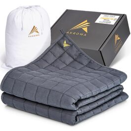 Обтяжена ковдра Akroma Premium 155x220см, 12кг — Терапевтична антистрес-ковдра для покращення сну, 100% бавовна (Oeko-Tex), темно-сіра, для дорослих