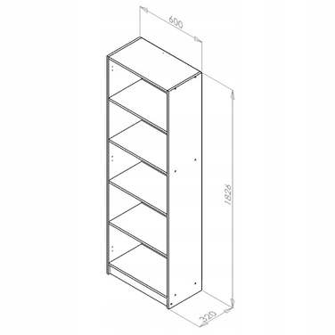 Стелаж PUVEROMEBLE 60 x 182,6 x 32 см, дуб сонома