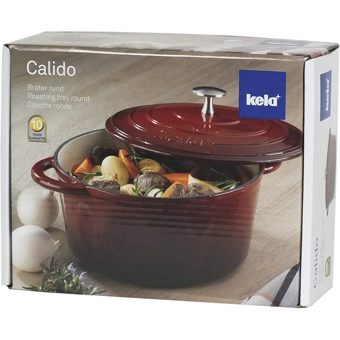 Каструля-жаровня Kela Calido, чавунна, кругла, 24 см, 4 л, червона