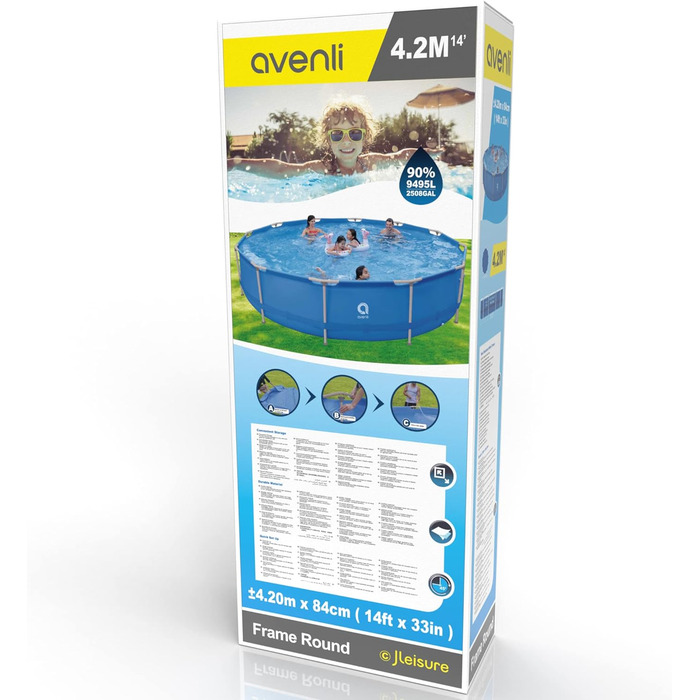 Каркасний басейн Avenli 420x84 см круглий, сталевий, без насоса і аксесуарів, синій, для плавання, заміна басейну
