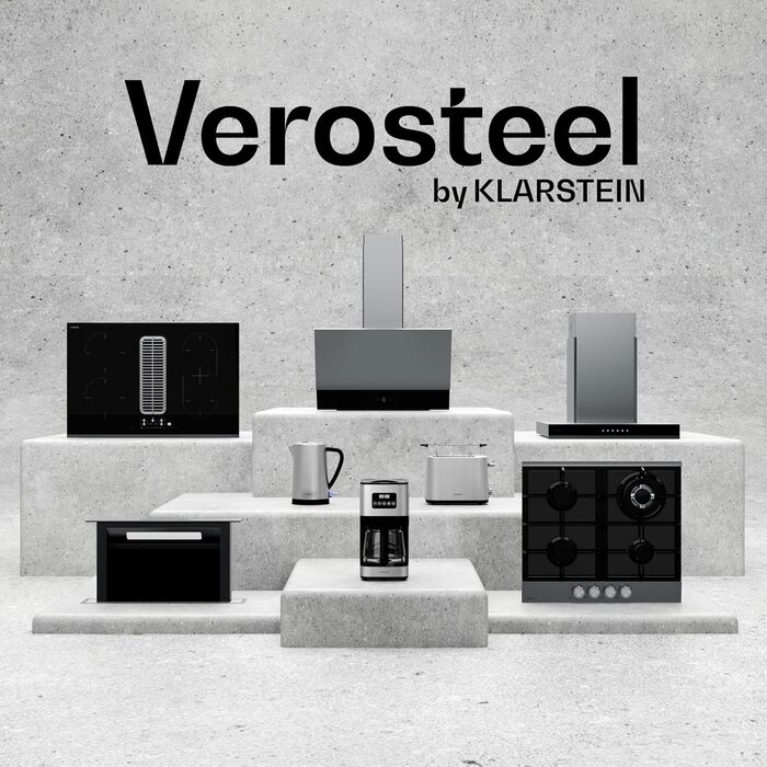 Витяжка кухонна Klarstein Verosteel 60 см, сталь та скло, продуктивність 624 м³/h, клас енергоефективності A++, сенсорне керування, LED-підсвітка