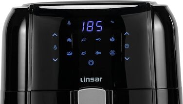 Linsar аерофритюрниця 5 л, з таймером, сенсорним екраном, функцією підігріву, регулюванням температури, енергоощадна, 1400 Вт, чорна, велика