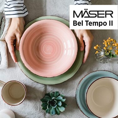 Набір тарілок MÄSER Bel Tempo II для 6 осіб, 12 предметів, сучасний вінтаж, ручний розпис, фіолетовий Berry, кераміка