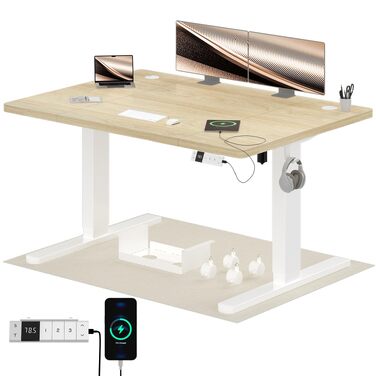Електричний підйомний стіл Airfish 140x80 см з USB-C, регульований по висоті письмовий стіл для офісу та ПК з системою кабель-менеджменту