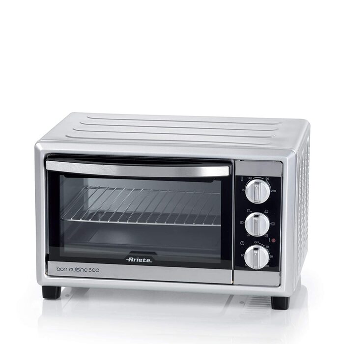 Духовка електрична Ariete 984 Bon Cuisine 250 з конвекцією, 30 л, сріблясто-чорна, 6 режимів, таймер 60 хв, 1500 Вт, подвійне скло