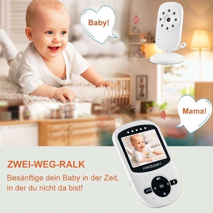 Відеоняня Baby Phone з 3.2-дюймовим LCD-дисплеєм, HD цифрова камера з нічним баченням, двосторонній аудіозв'язок, 2.4 GHz