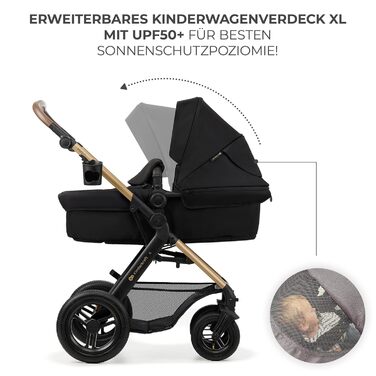 Дитяча коляска Kinderkraft MOOV2 4 в 1 з автокріслом I-SIZE, чорна (CLASSIC)